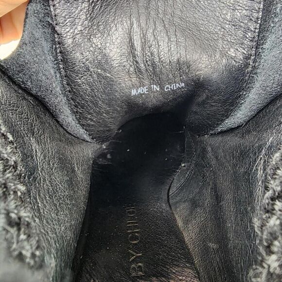 See by Chloe Knit Cuff Lace-Up Booties US 7.5 Black Leather Heel Booties Boot - Picture 11 of 13